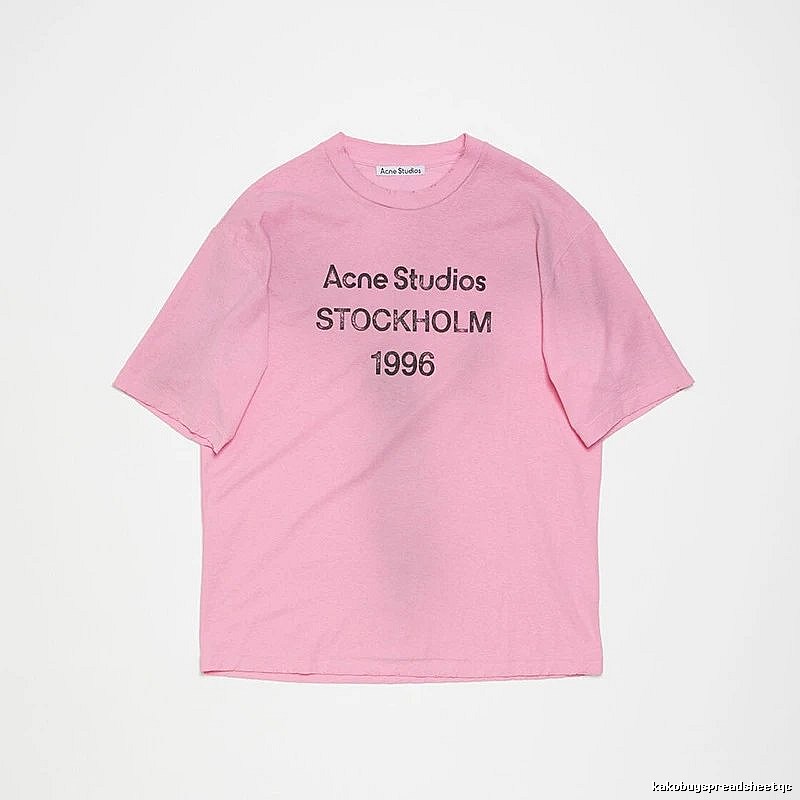 Acne Studios 2090-80 Pink Red Style Ac908026 Stockholm Logo T-Shirt Weekend Wear