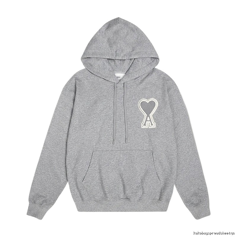 AMI Love Minimalist Style Grey Hoodie