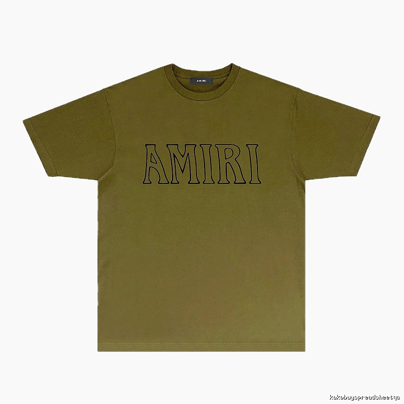 AMIRI Basic Style Minimalist Olive Green T-shirt