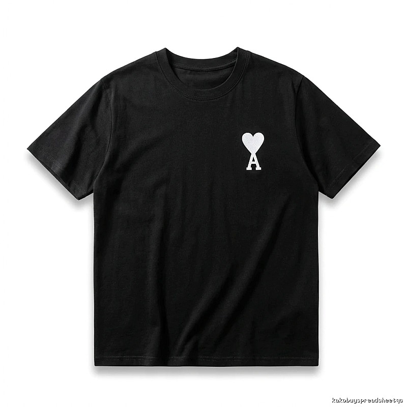 Ami's simple black T-shirt with heart embroidery