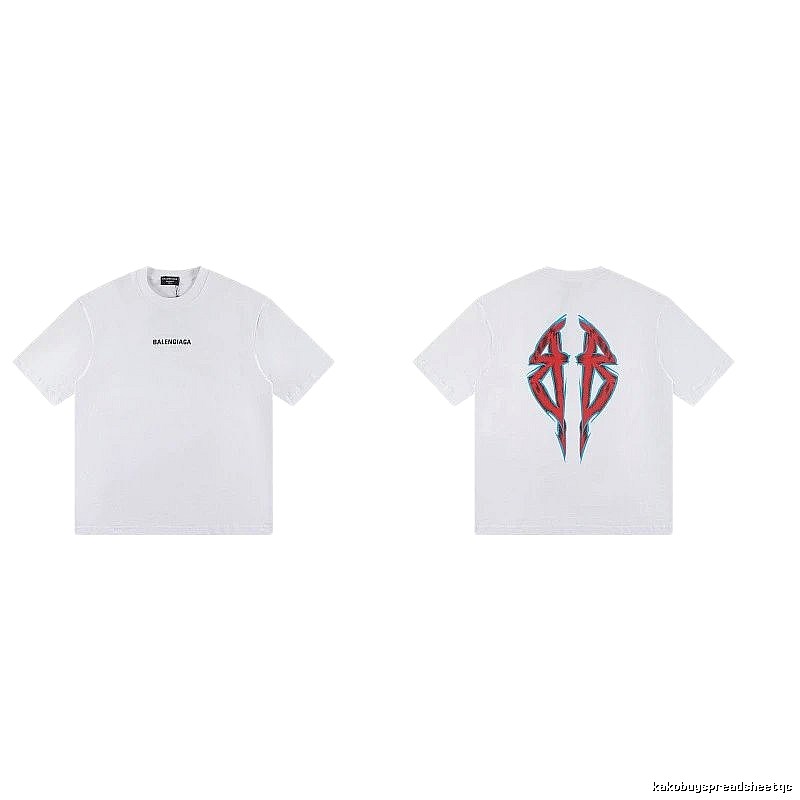 Balenciaga Double B Graffiti Street Style White T-Shirt