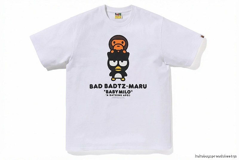 Bape cartoon - printed white T - shirt