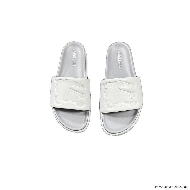 Burberry Equestrian Knight Light Luxury Style Light Grey Slides