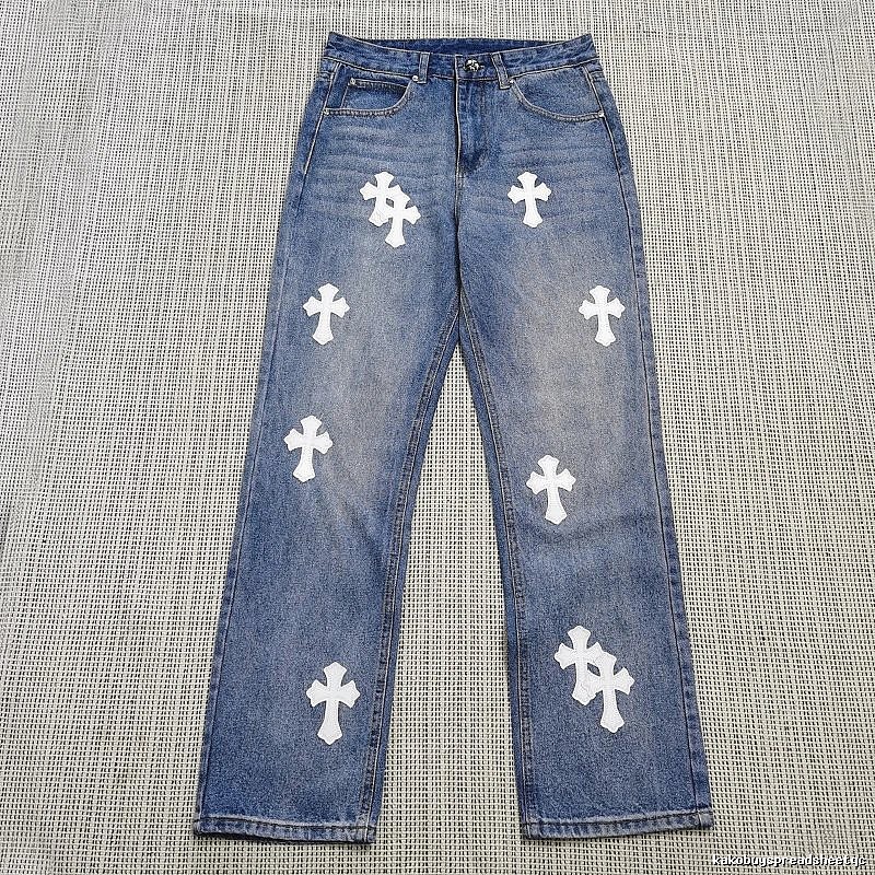 Chrome Hearts Lightweight Cross patch jeans White Jeans Black for Trend Styling