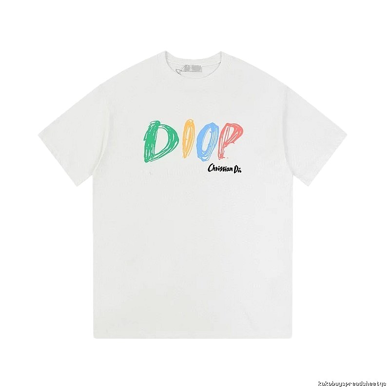 Dior Colorful Graffiti Casual Style White Short-sleeve T-Shirt