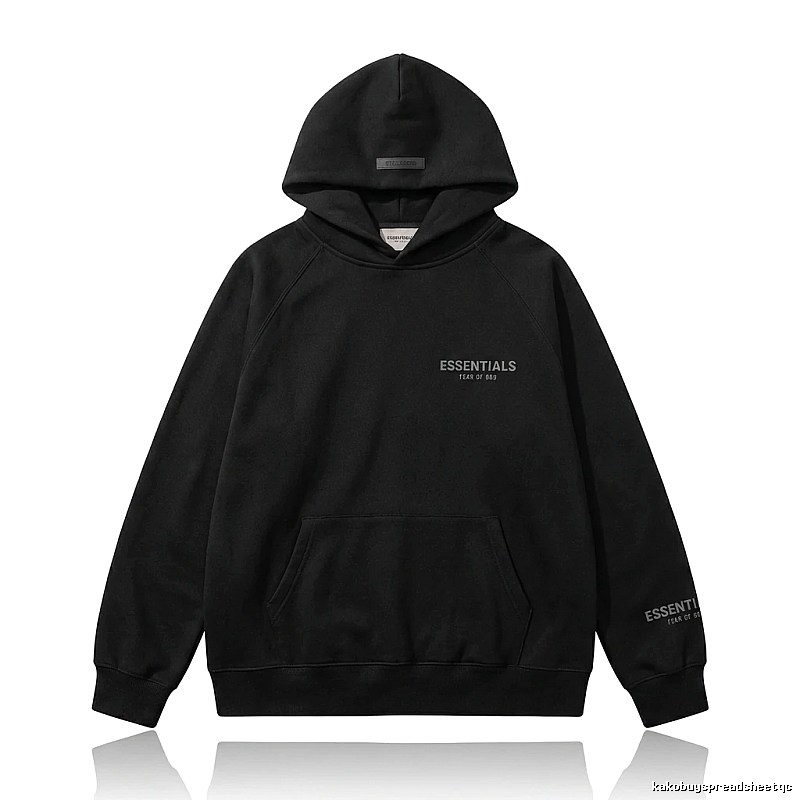 ESSENTIALS minimalist style black hoodie