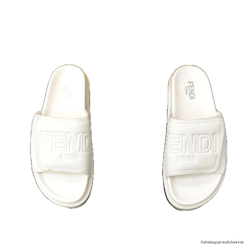 FENDI ROMA Collection Minimalist Style White Slide Sandals