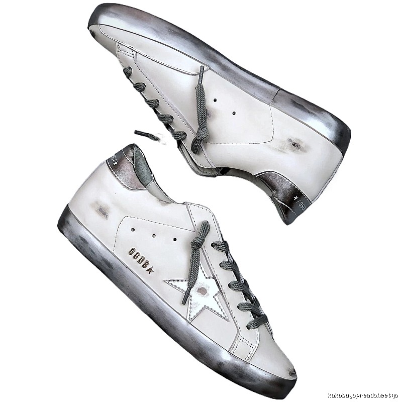 Golden Goose Dirty Star Silver and White Retro Style