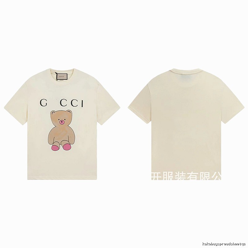 Gucci Teddy Bear Print Casual Style Off-White T-Shirt
