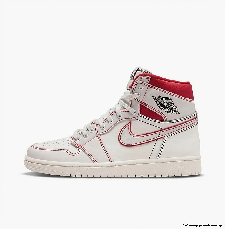 Jordan AJ1 High-Top Red and White Trendy Shoes