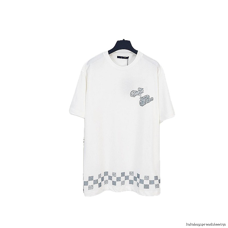 Louis Vuitton Checkerboard Casual Style White T-Shirt