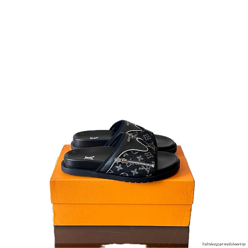 Louis Vuitton Classic Monogram Trendy Black Slides
