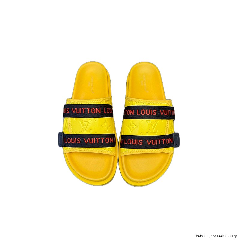 Louis Vuitton Classic Monogram Trendy Yellow Slide Sandals