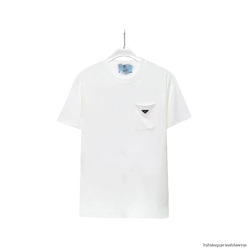 Prada Triangle Logo Minimalist Style White Short-sleeve T-shirt