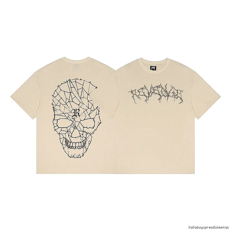 Revenge Beige Skull Graphic T-Shirt Bold Graphic