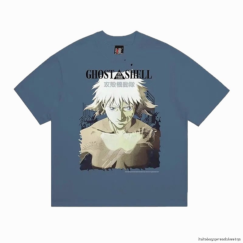 SAINT Ghost in the Shell Anime Style Gray-Blue T-shirt