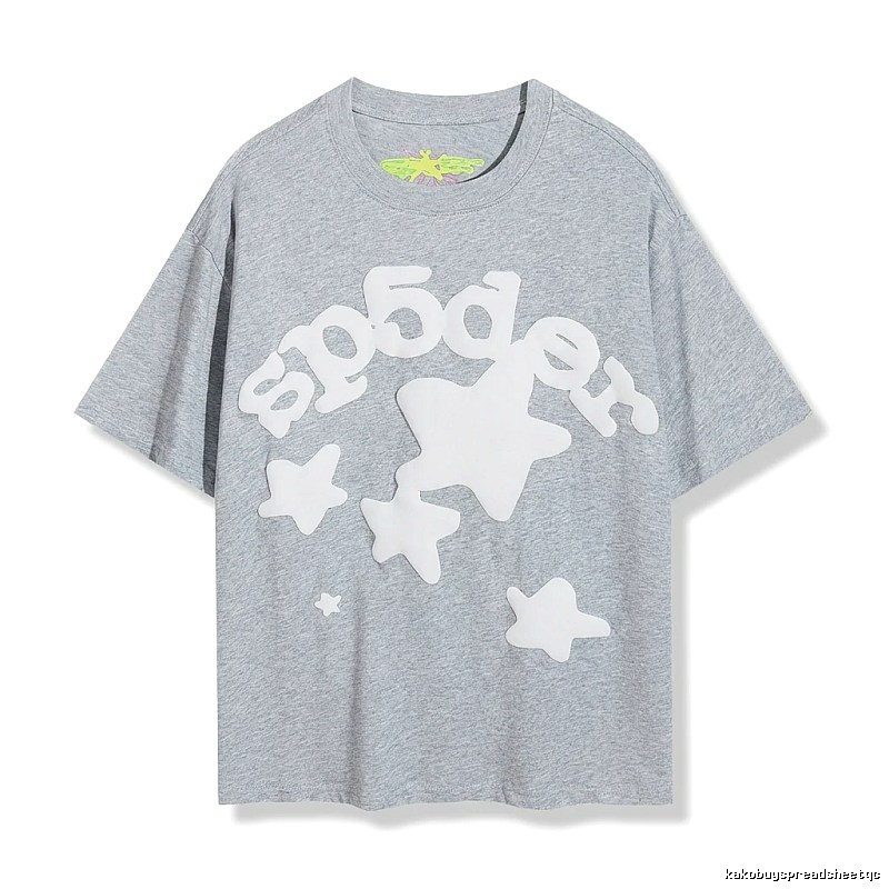 Sp5der Gray T-shirt with Star Print