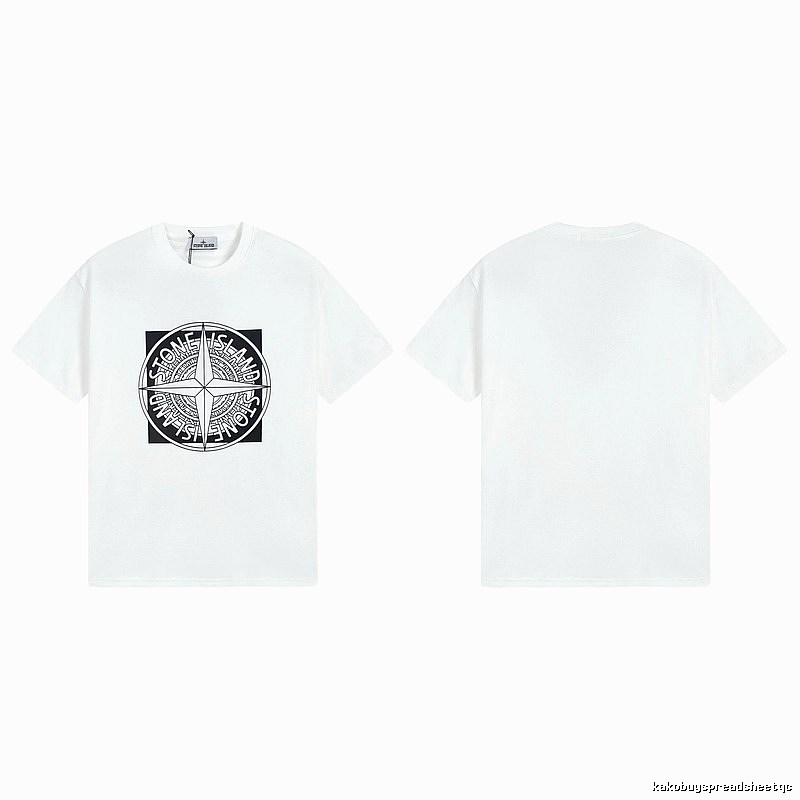 Stone Island Compass Print Street Style White T-Shirt
