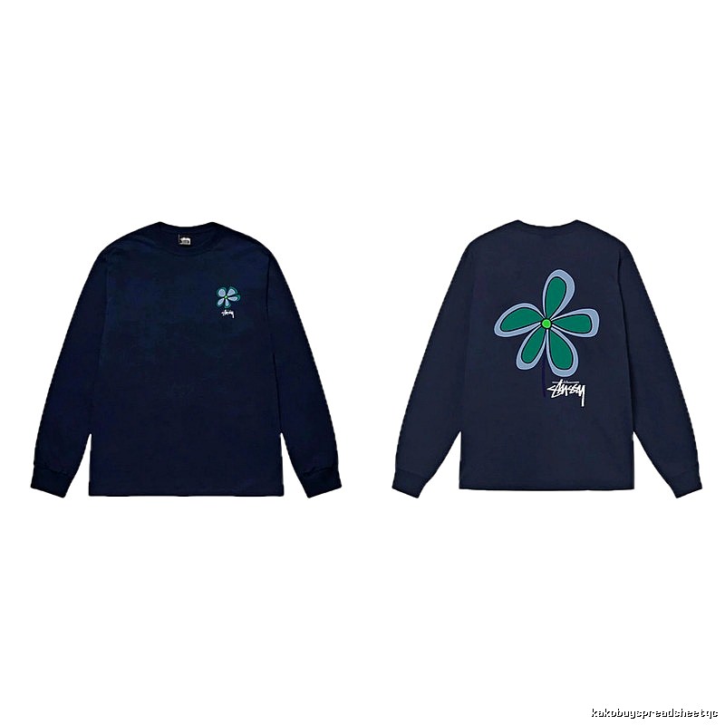 Stussy Floral Series Casual Style Navy Long-Sleeve