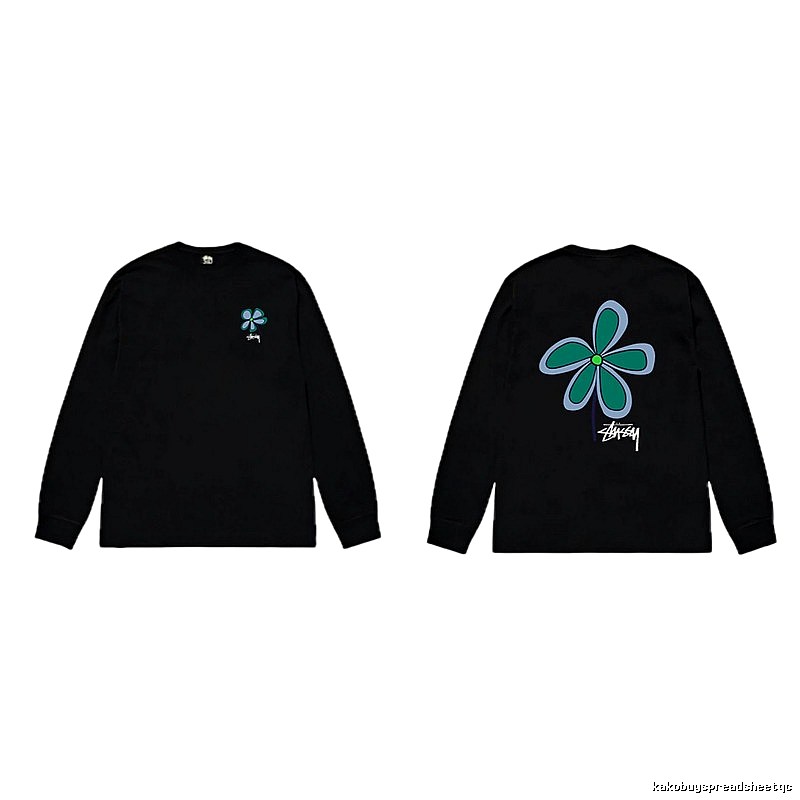 Stussy Flower Print Black Long-Sleeve