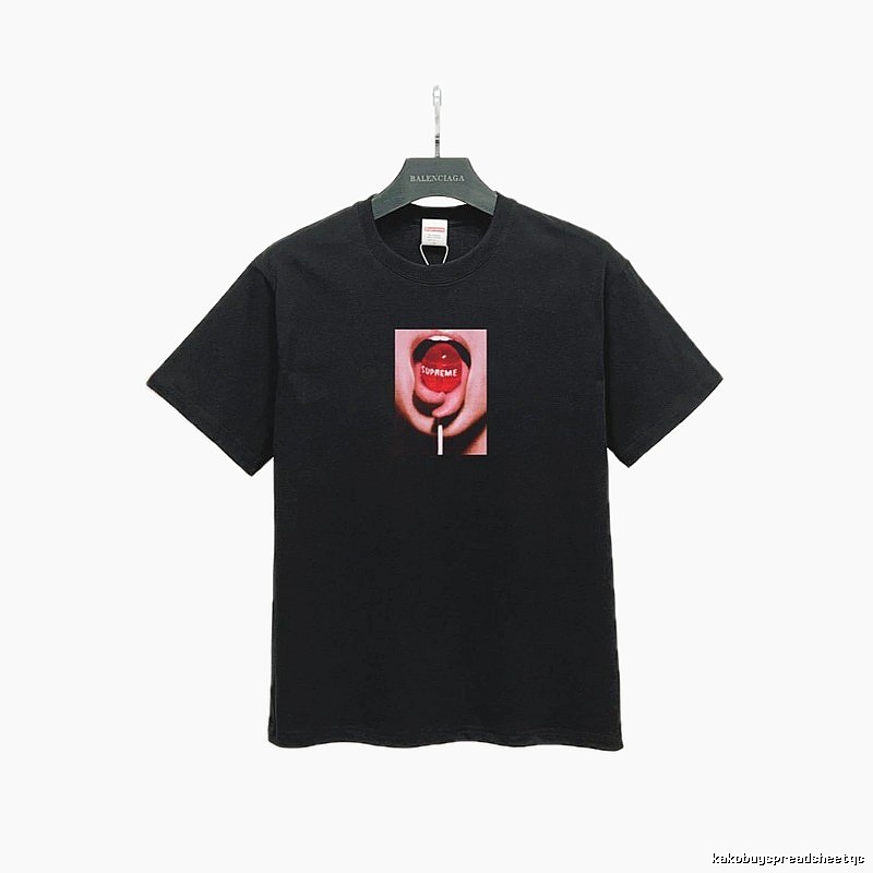 Supreme Lollipop Print Street Style Black T-Shirt