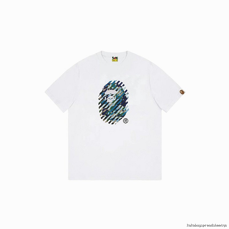 A Bape camouflage-style white T-shirt