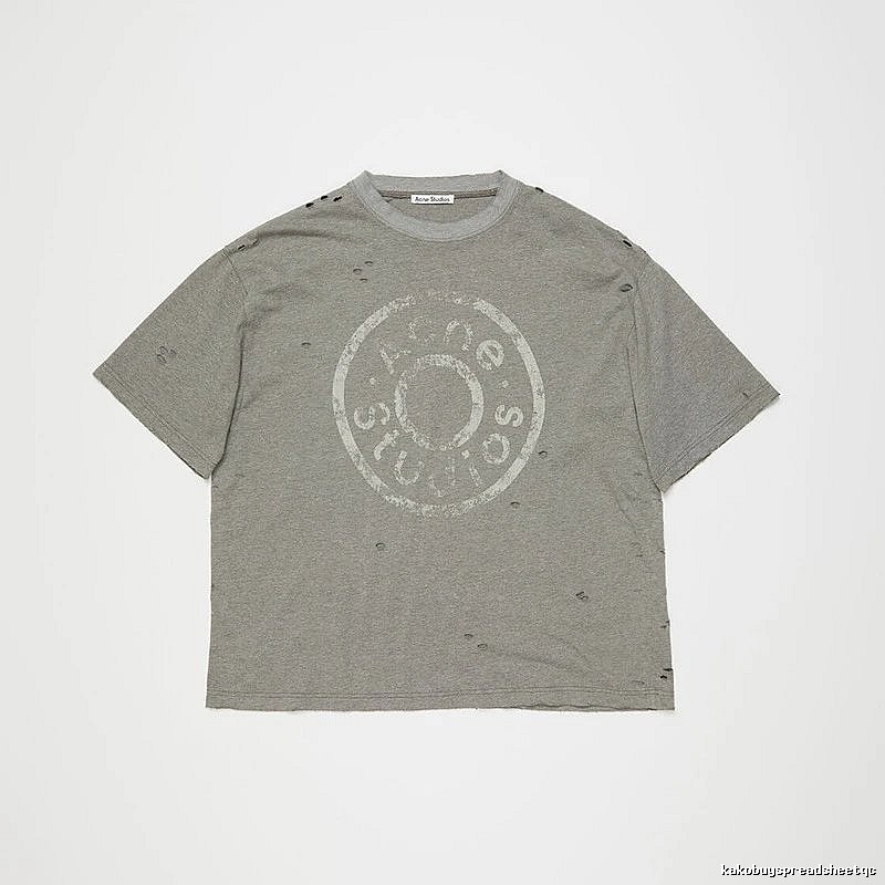 Acne Studios 2090-80 Gray Style Ac908041 Stockholm Logo T-Shirt Warm Weather