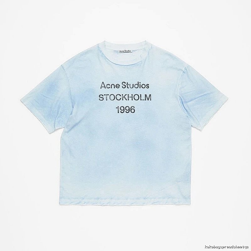 Acne Studios 2090-80 Light Blue Style Ac908046 Stockholm Logo T-Shirt Gift Ready