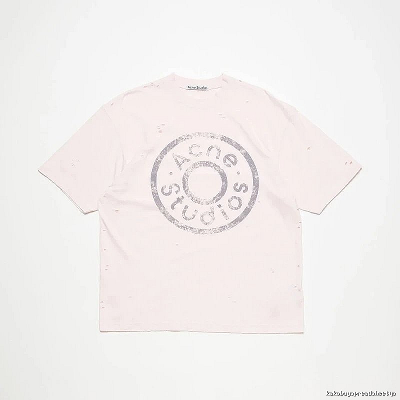 Acne Studios 2090-80 Pink Multicolor Pink Style Ac908041 Stockholm Logo T-Shirt Commuter Look
