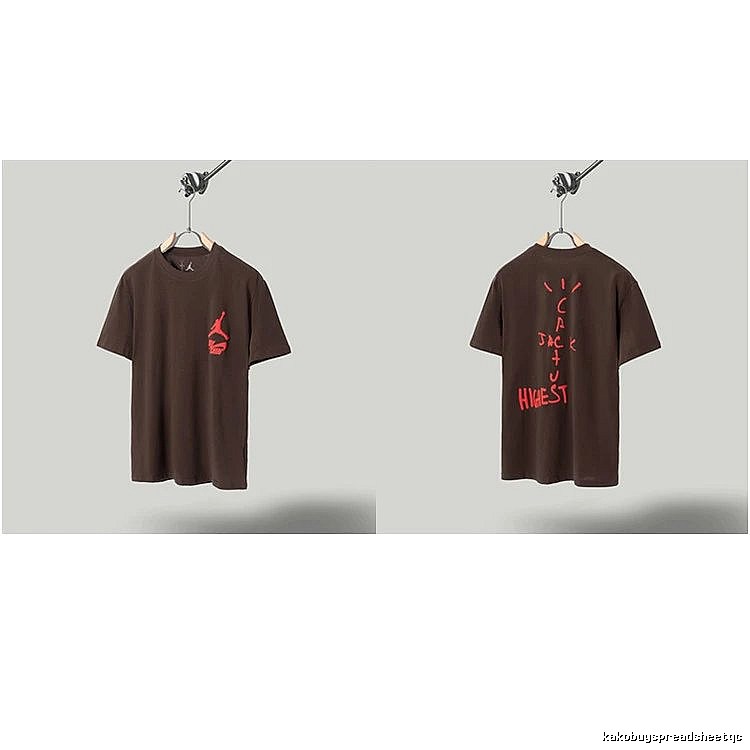 AJ x Travis Scott Co-branded Street Style Brown Short-sleeve T-shirt