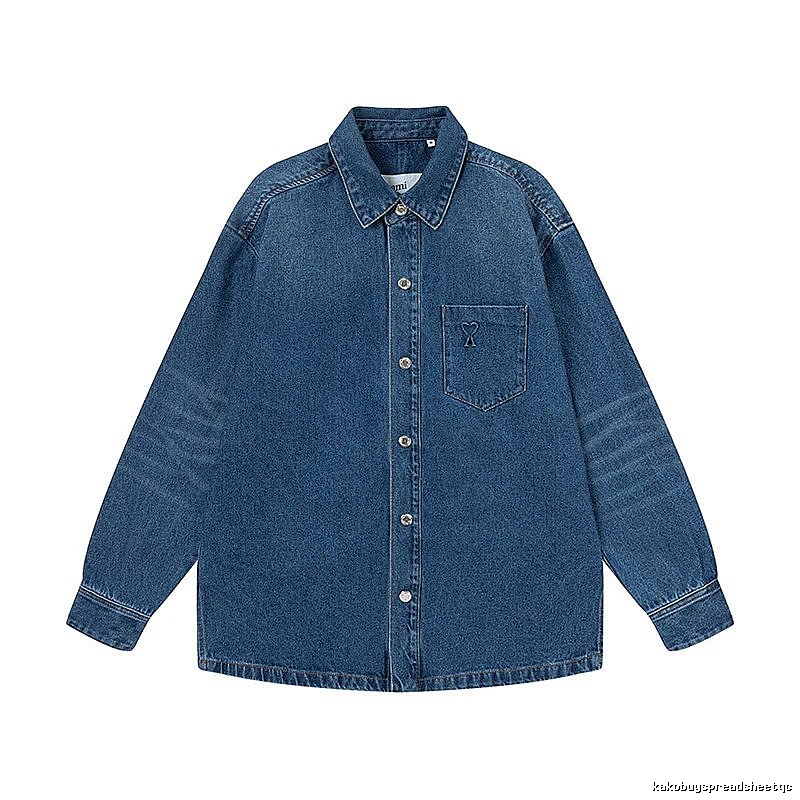 AMI Denim Style Dark Blue Shirt