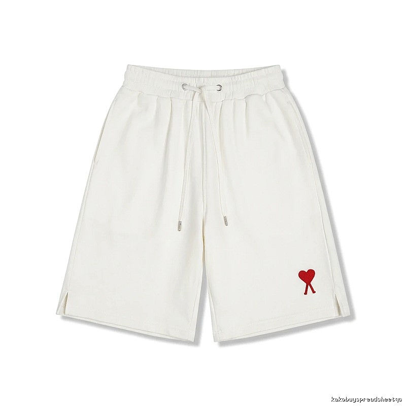 AMI Embroidered Minimalist Style White Shorts