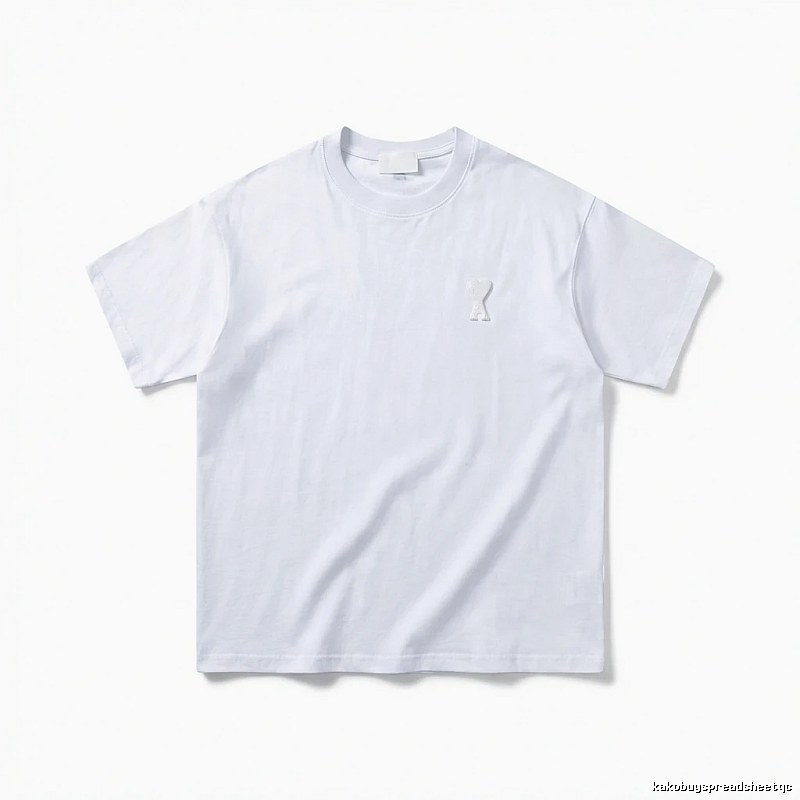 AMI Embroidered Minimalist Style White T-shirt