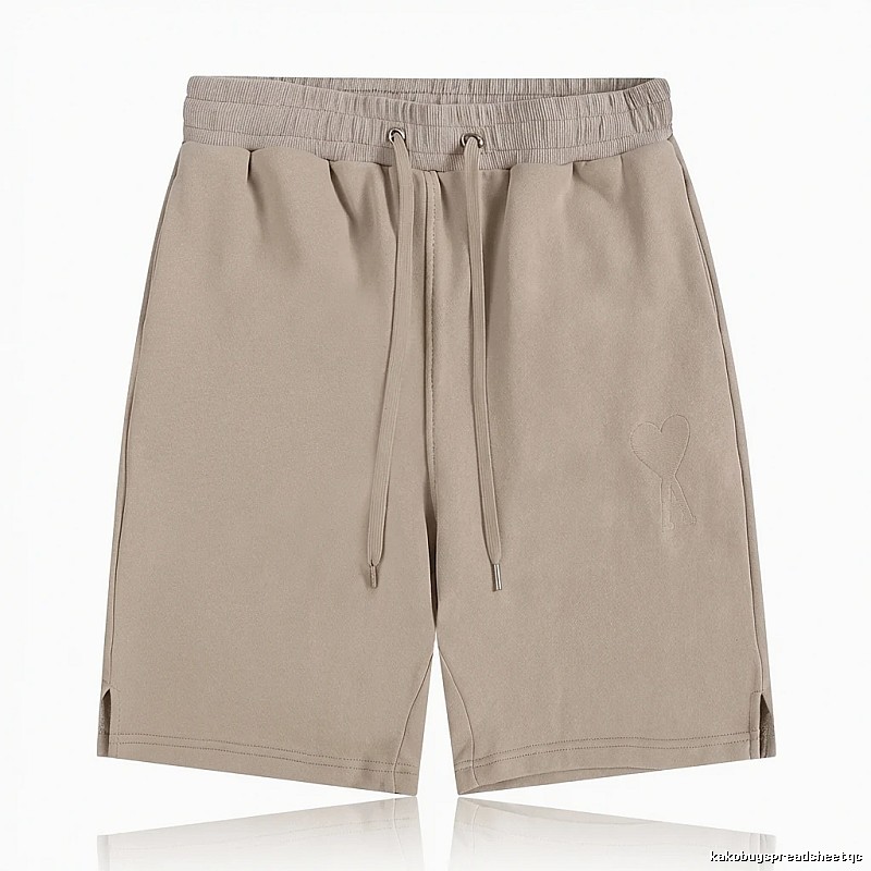 AMI Embroidered Trendy Brand Khaki Shorts