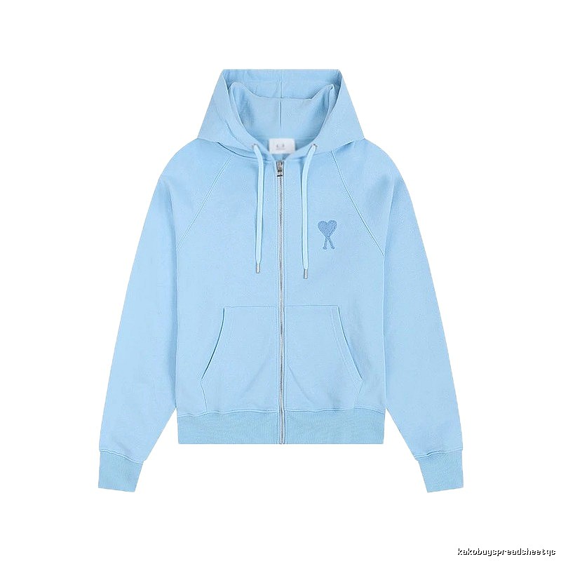 AMI Love Embroidery Light Blue Hoodie