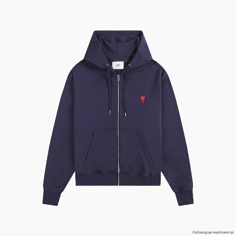 AMI Love Embroidery Style Dark Blue Hoodie
