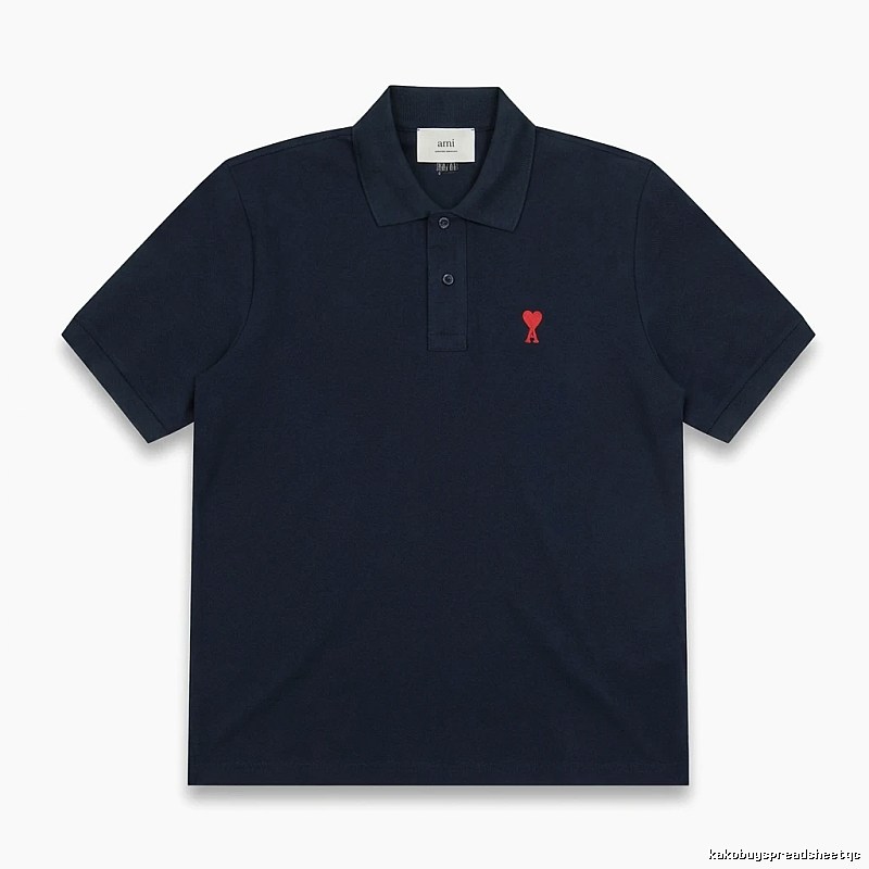 AMI Love Heart Logo Minimalist Style Polo Shirt