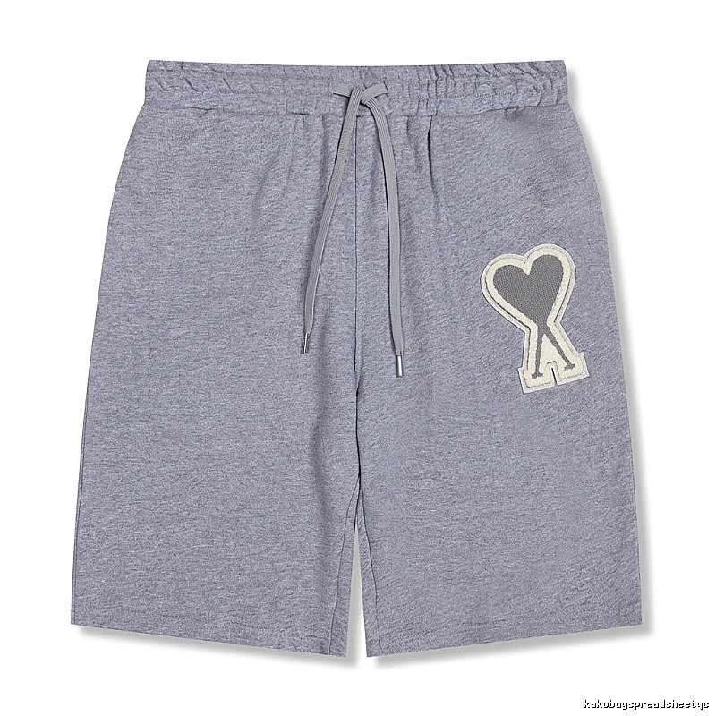 AMI Love Heart Pattern Light Gray Shorts