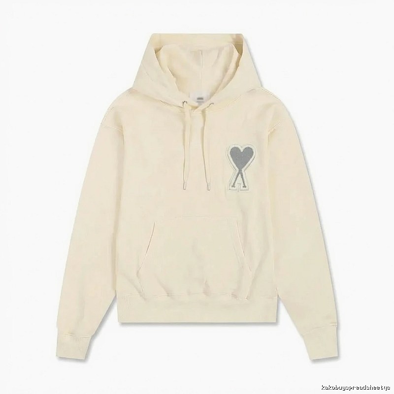 AMI Love Minimalist Style Beige Hoodie