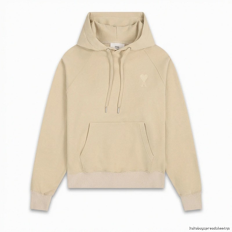 AMI Love Minimalist Style Beige Hoodie