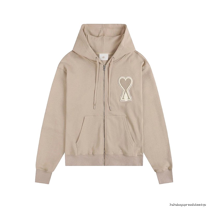 AMI Love Zipper Beige Sweatshirt