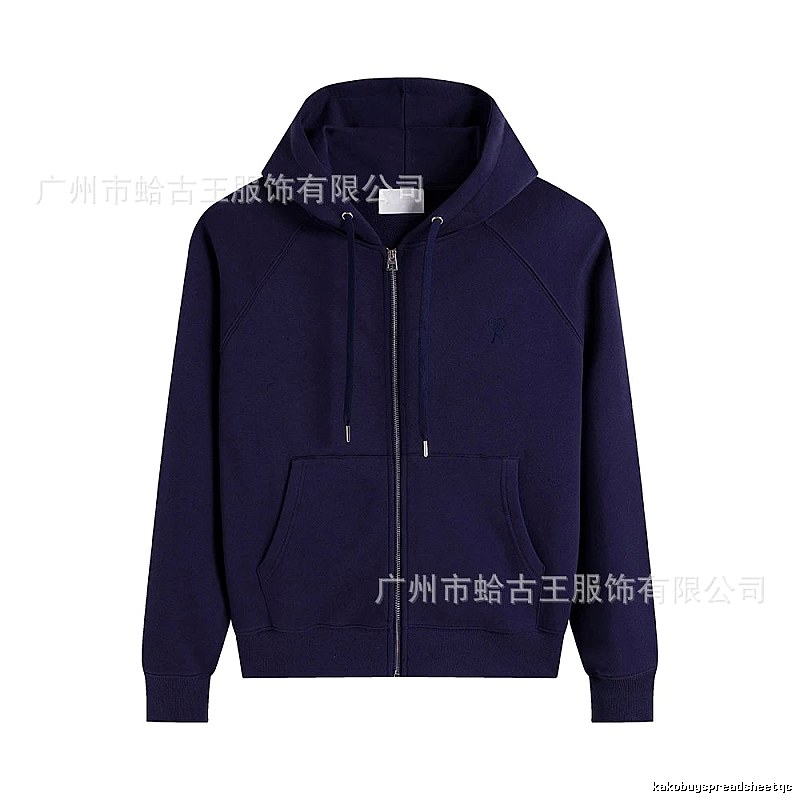 AMI minimalist style dark blue hoodie.
