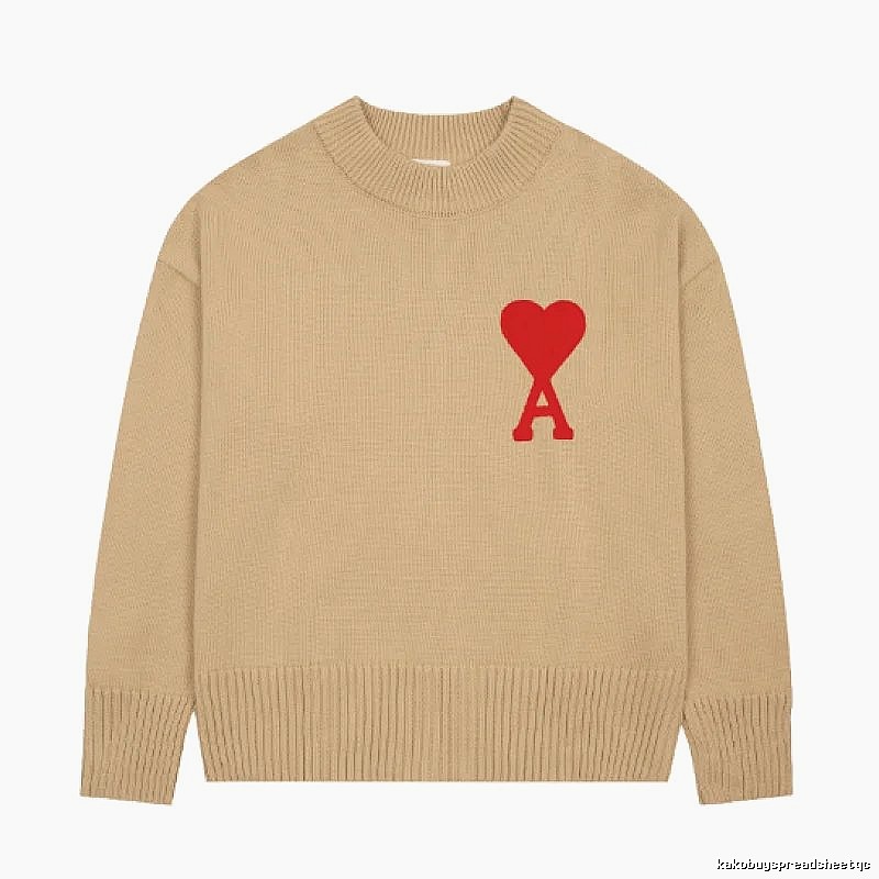 Ami Paris Lightweight Heart logo sweater Green Knit Top for Trend Styling