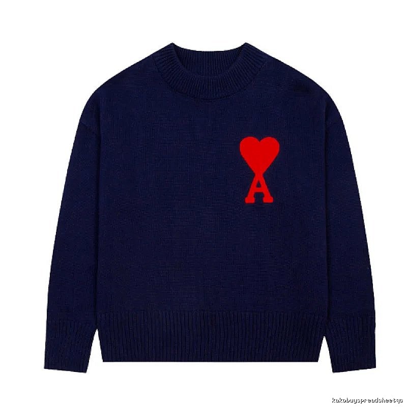 Ami Paris Travel Heart logo sweater Green Knit Top with Modern Look