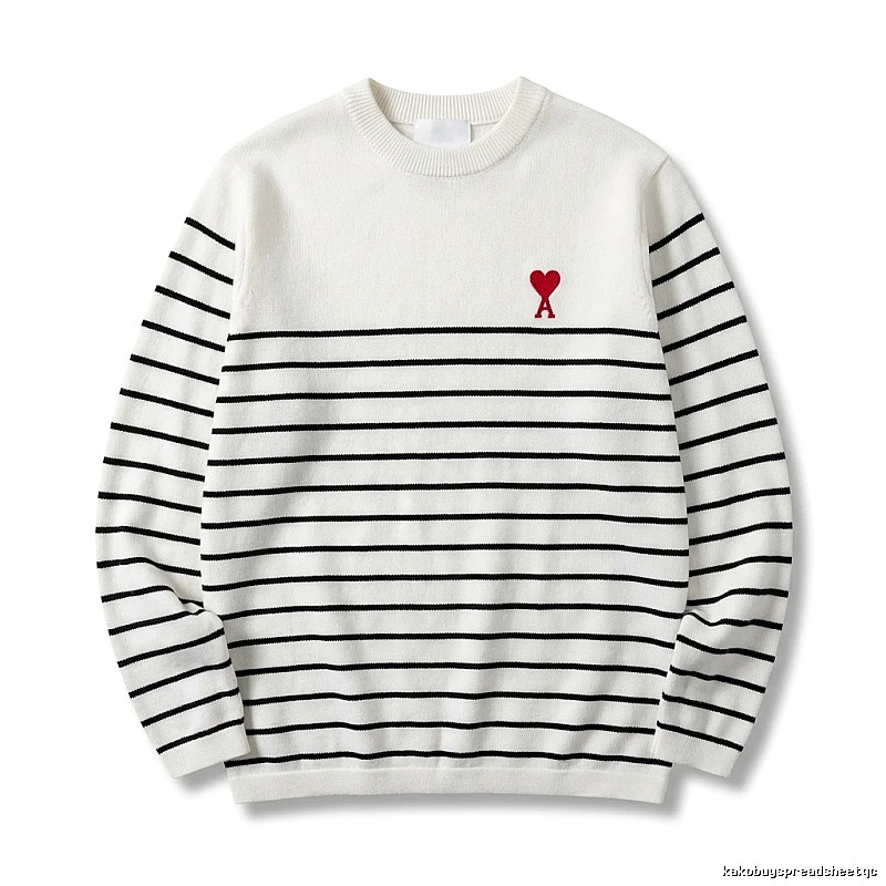 AMI striped minimalist style white sweater