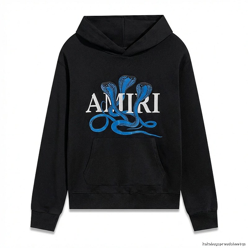 AMIRI black hoodie with snake - pattern printing