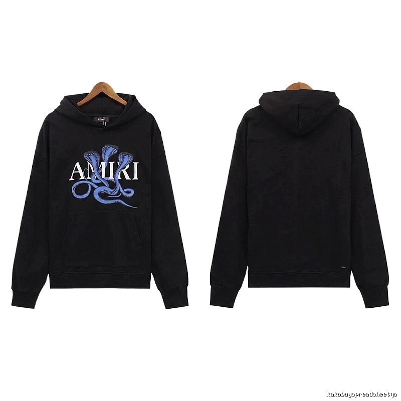 AMIRI Black Hoodie with Snake Print