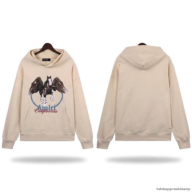 AMIRI Pegasus Series Casual Style Off-White Sweatshirt