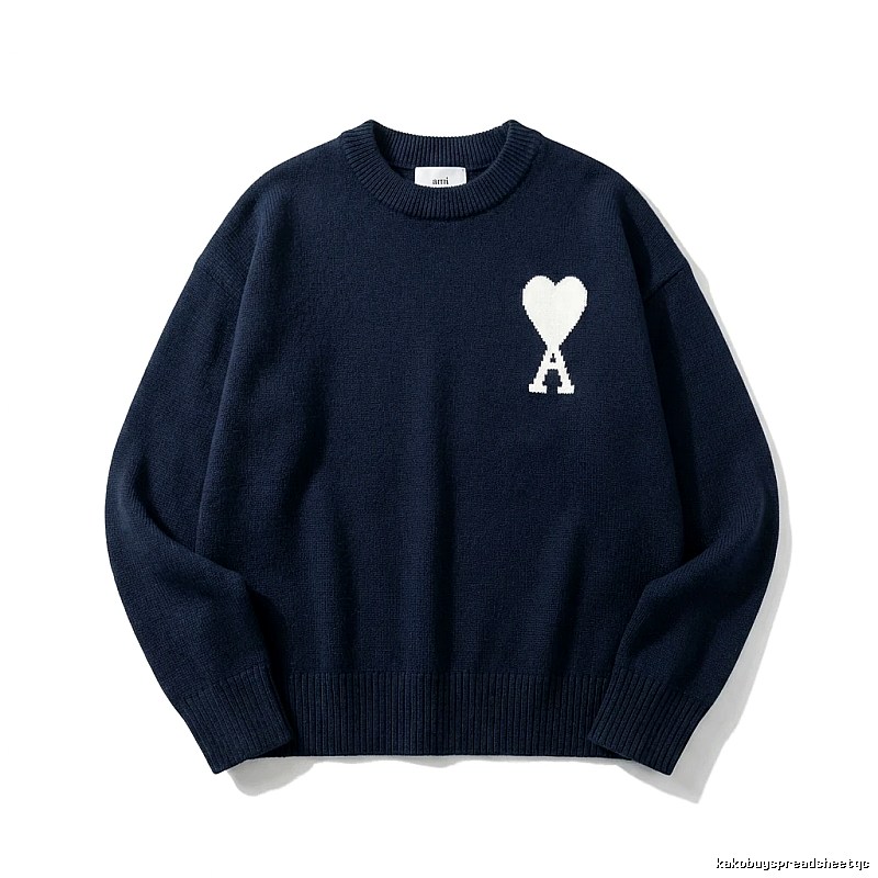 AMIRI Simple Love Style Dark Blue Sweater