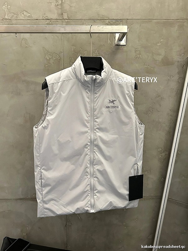Arc'teryx Light Gray Lightweight Shell Vest with sleeveless profile